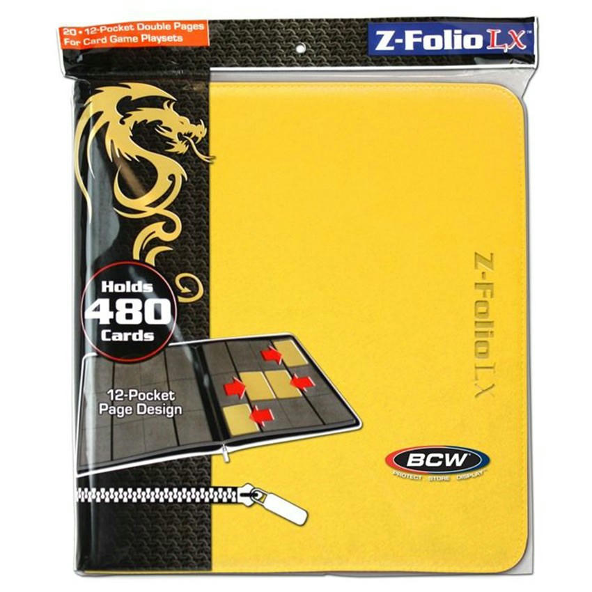 Image of BCW Yellow Z-Folio LX Leatherette 12-Pocket Zipper Binder BCDZF12LXYLW