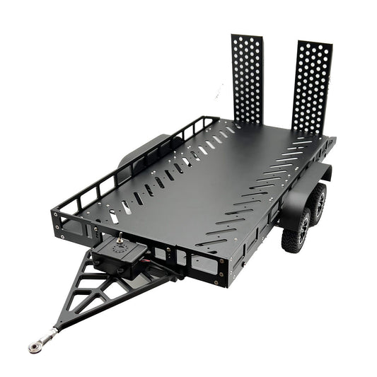 Image of 1/10 Scale Full Metal Black Trailer with LED Lights