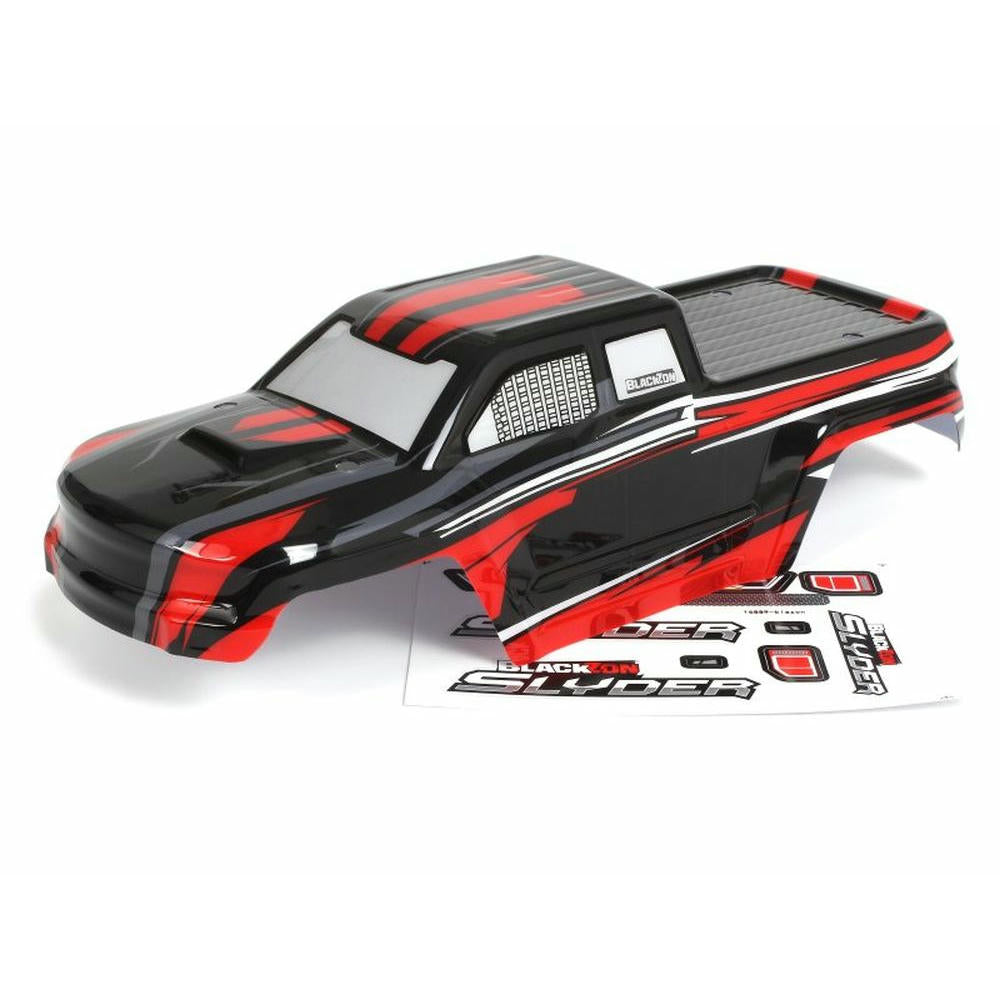 Image of BlackZon Slyder MT Mounted 1/16th Black/Red Painted Truck Body BZN540190