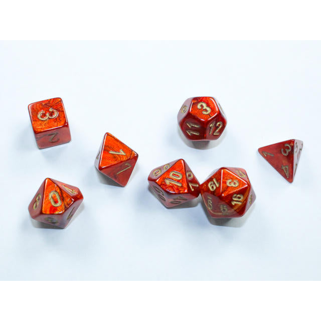 Image of Scarab: Mini-Polyhedral Scarlet/gold 7-Die Set