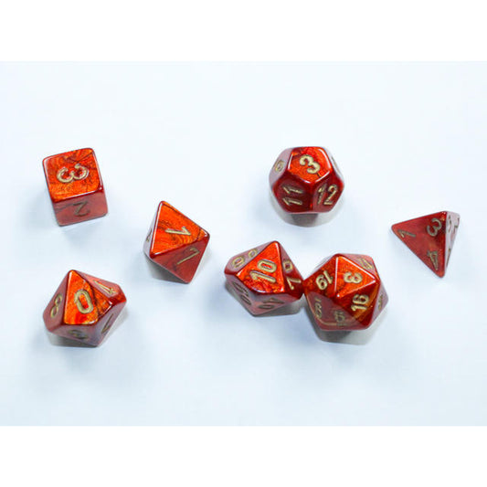 Image of Scarab: Mini-Polyhedral Scarlet/gold 7-Die Set