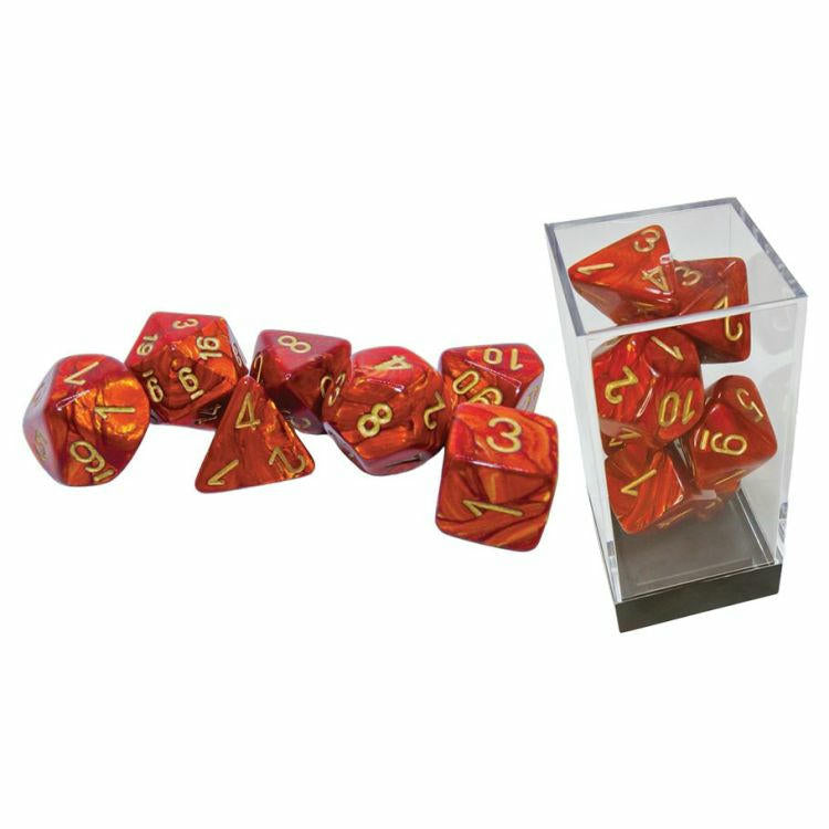 Image of Chessex Scarab Scarlett Mega-Hedral RPG 7-Dice Set (D20/12/10/%/8/6/4)