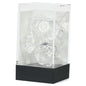 Image of Chessex Translucent Clear Dice w/White Markings 7-Dice Set (D20/12/10/%/8/6/4) 