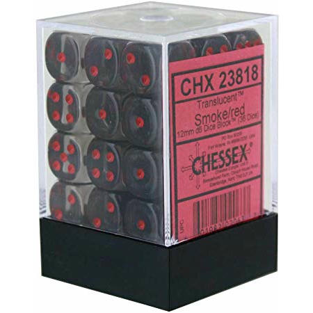Image of Translucent: 12mm D6 Smoke/Red (36)