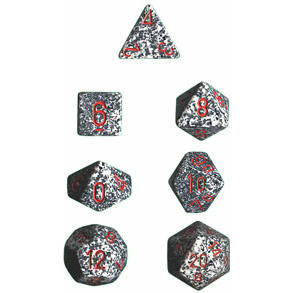 Image of Chessex Granite Speckled Dice w/Red Markings 7-Dice Set D20/12/10/%/8/6/4 25320