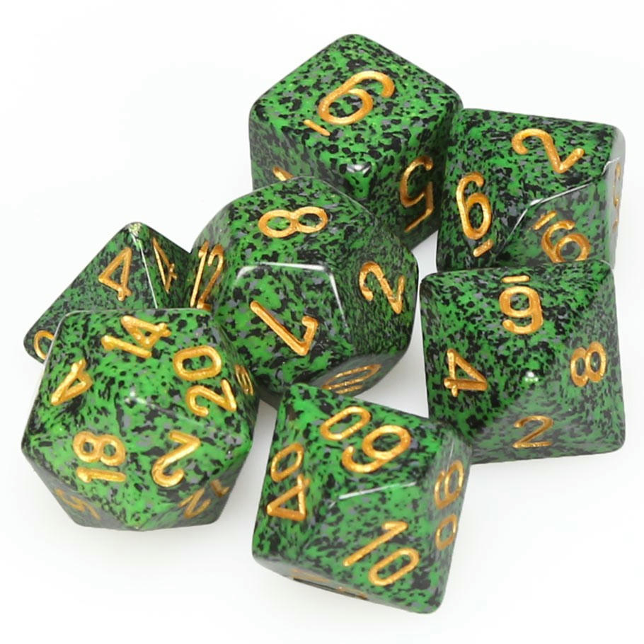 Image of Chessex Golden Recon Speckled RPG 7-Dice Set D20/12/10/%/8/6/4 CHX25335