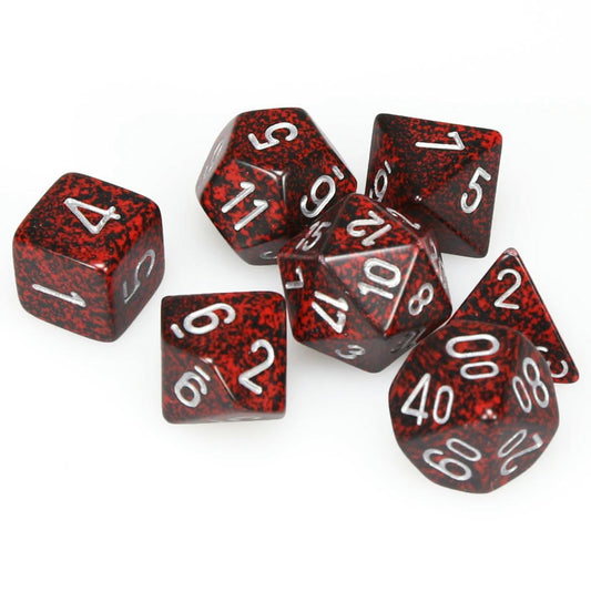 Image of Chessex Silver Volcano Speckled RPG 7-Dice Set D20/12/10/%/8/6/4