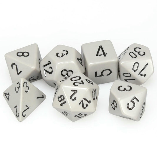 Image of Chessex Dark Grey/Black Opaque Dice 7-Dice Set (D20/12/10/%/8/6/4) 25410