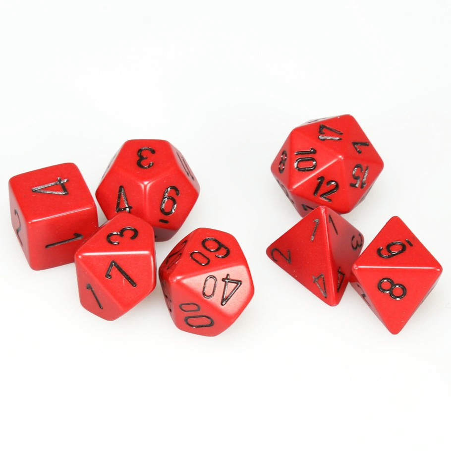 Image of Chessex Dusty Red/Black Opaque Dice 7-Dice Set (D20/12/10/%/8/6/4) CHX25414