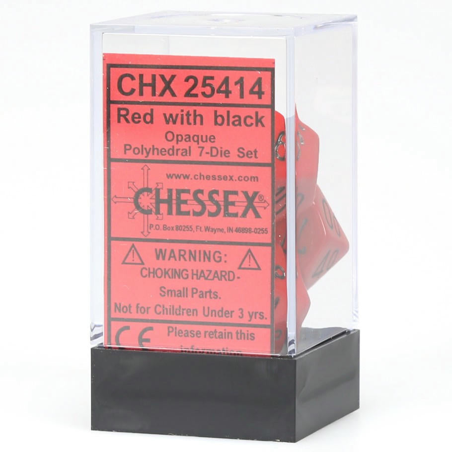 Image of Chessex Dusty Red/Black Opaque Dice 7-Dice Set (D20/12/10/%/8/6/4) CHX25414