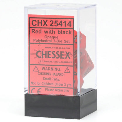 Image of Chessex Dusty Red/Black Opaque Dice 7-Dice Set (D20/12/10/%/8/6/4) CHX25414