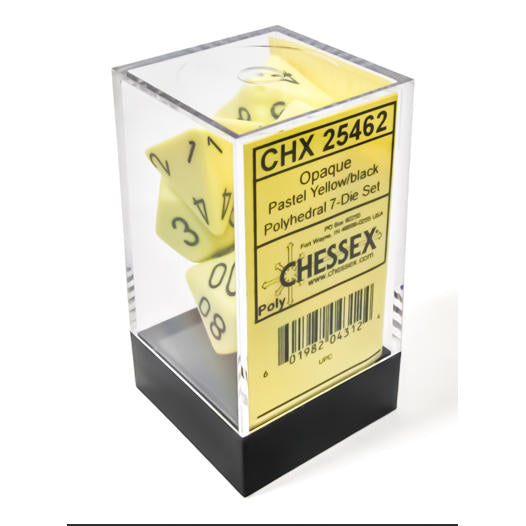 Image of Opaque Polyhedral Pastel Yellow/black 7-Die Set