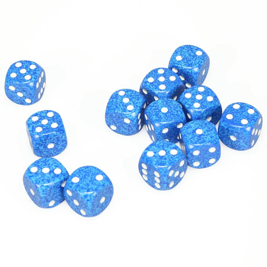 Image of Chessex Speckled Water w/White 16mm d6 (12) Dice Set CHX25706