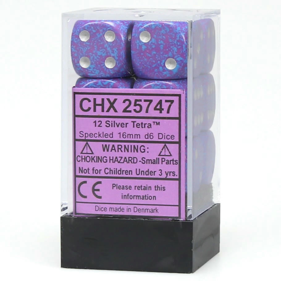 Image of Chessex Speckled Silver Tetra B16mm d6 (12) Dice Set CHX25747