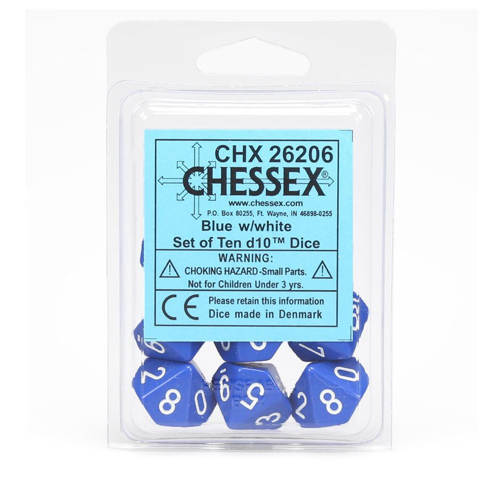 Opaque: Poly D10 Blue/White (10)
