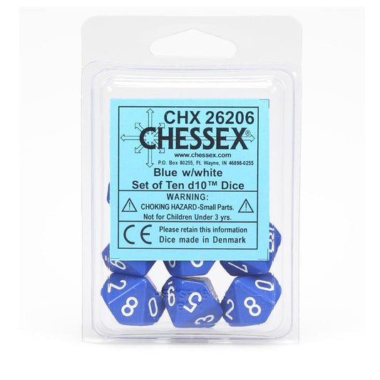 Opaque: Poly D10 Blue/White (10)