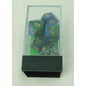 Image of Chessex Gemini Blue-Green Dice w/Gold Markings 7-Dice Set D20/12/10/%/8/6/4