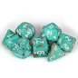 Image of Chessex Marble Oxi-Copper/White Polyhedral Dice Set D20/12/10/%/8/6x2/4