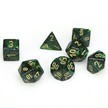 Image of Chessex Scarab™ Jade w/Gold Polyhedral 7 Die Set CHX27415