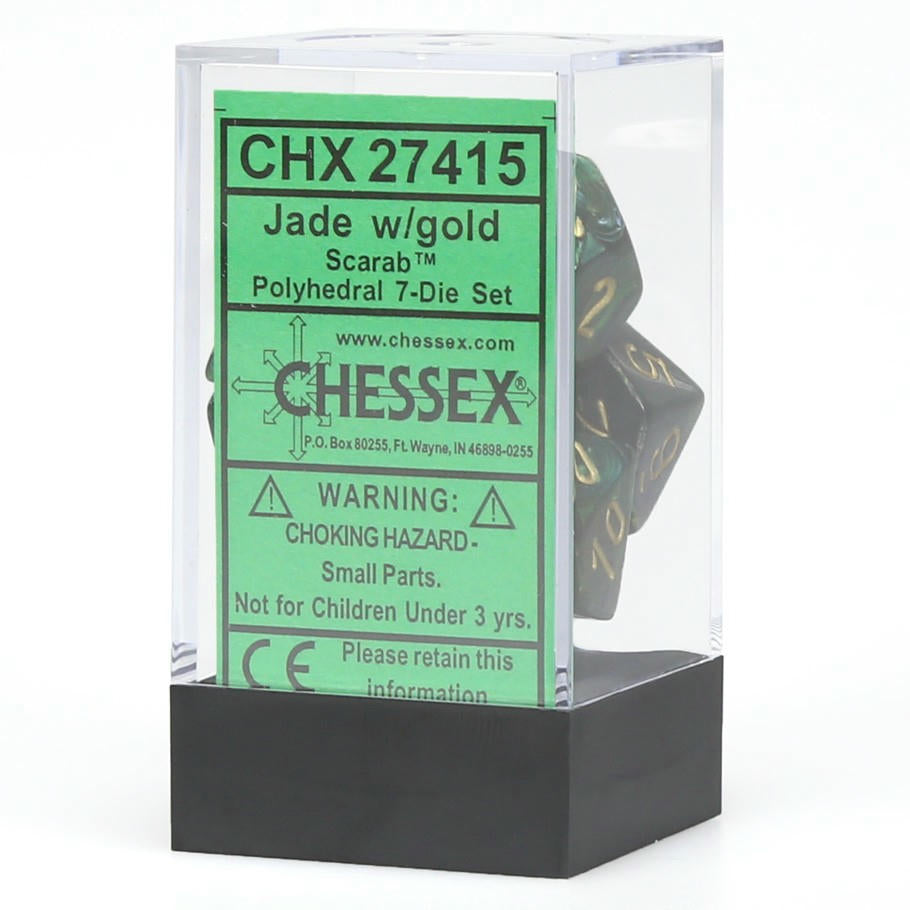 Image of Chessex Scarab™ Jade w/Gold Polyhedral 7 Die Set CHX27415