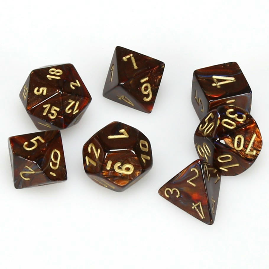 Image of Chessex Scarab™ Blue Blood w/Gold Polyhedral 7 Die Set CHX27419