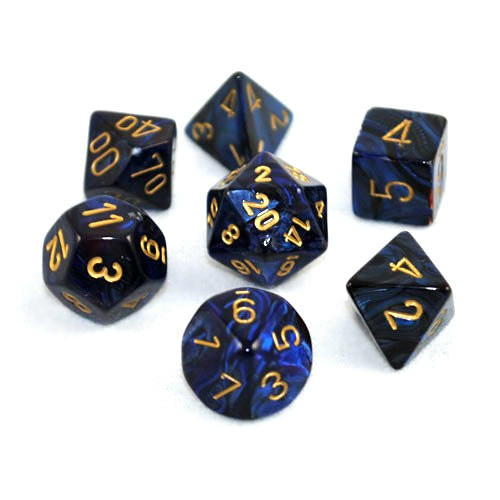 Image of Chessex Scarab™ Royal Blue w/Gold Polyhedral 7 Die Set  CHX27427