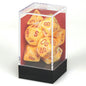 Image of Chessex Festive Sunburst/Red Polyhedral Dice Set (D20/12/10/%/8/6/4) CHX27453