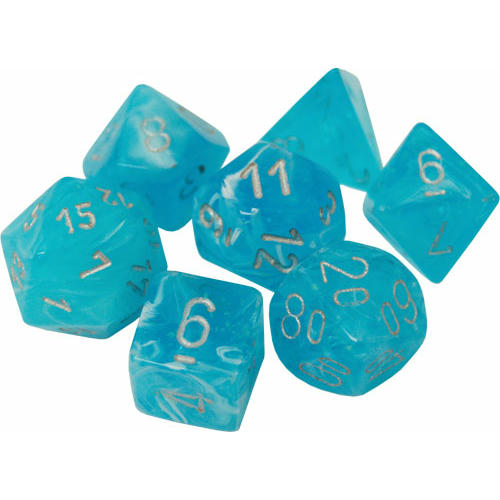 Image of Luminary Sky/Silver Polyhedral Dice Set (D20/12/10/%/8/6/4) CHX27566 Chessex