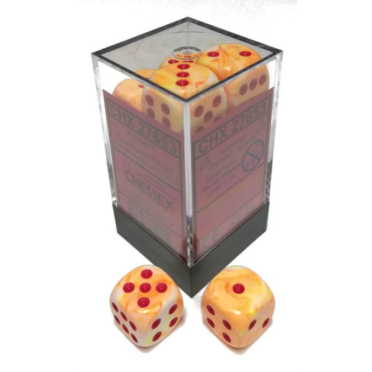 Image of Dice Menagerie 10: 16mm D6 Festive Sunburst/Red (12)