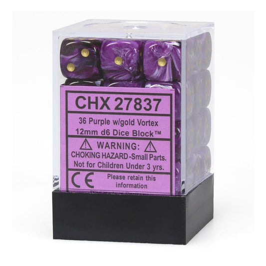 Vortex: 12mm D6 Purple/Gold/Black (36)