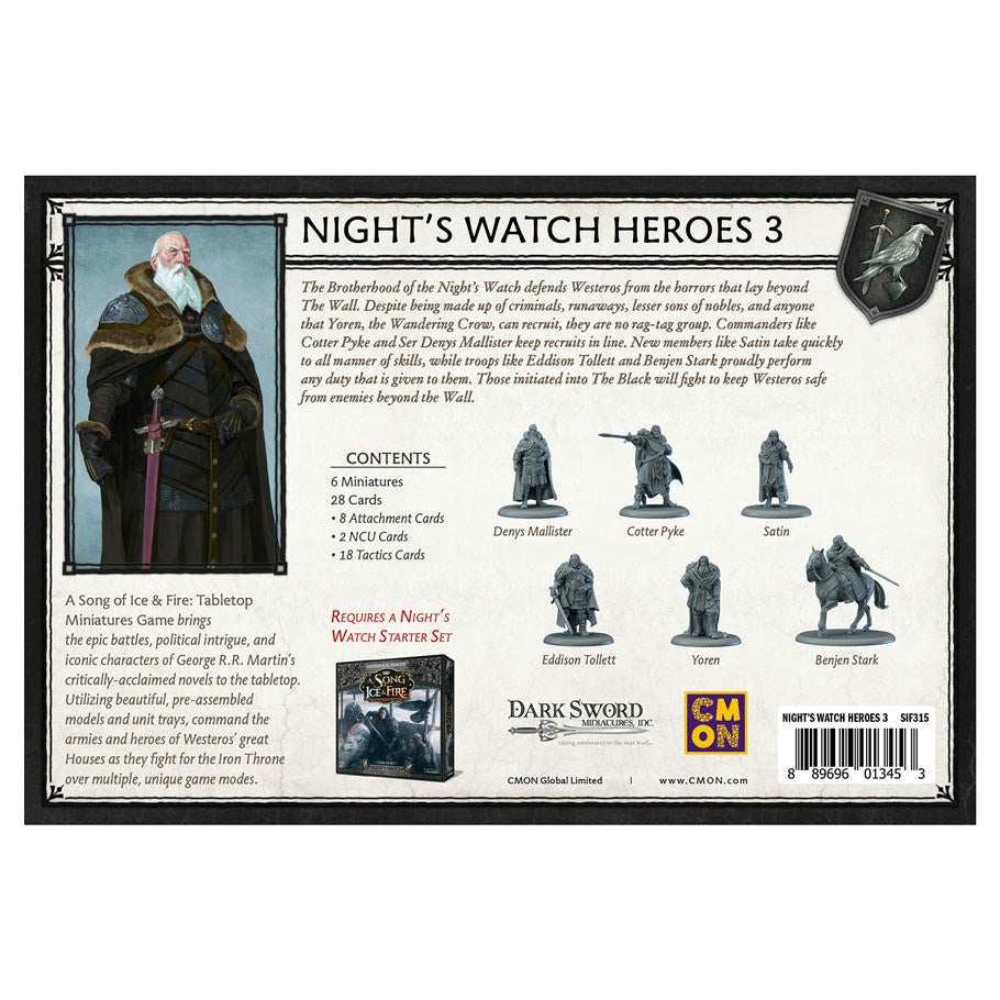 Image of A Song of Fire & Ice Miniatures Game Night's Watch Heroes 3 Expansion Set SIF315