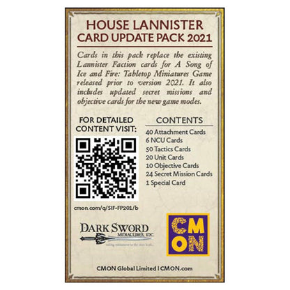 Image of A Song of Fire & Ice Miniatures Game: Lannister Faction Card Update Pack (2021)