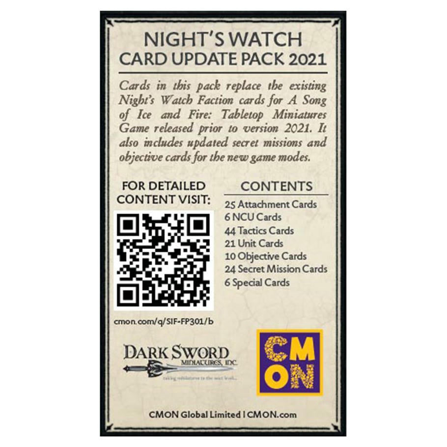 Image of A Song of Fire & Ice Miniatures Game: Night's Watch Faction Card Update Pack