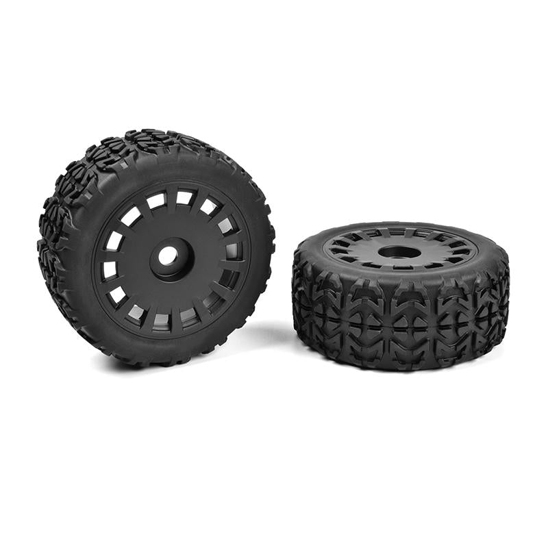 Image of Off-Road 1/8 Truggy Tires Tracer Glued on Black Rims