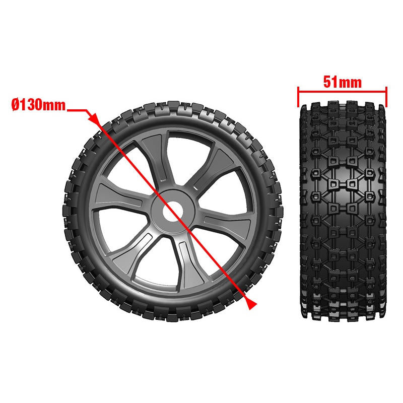 Image of Asuga XLR Off-Road Tires Low Profile Glued on Black Rim