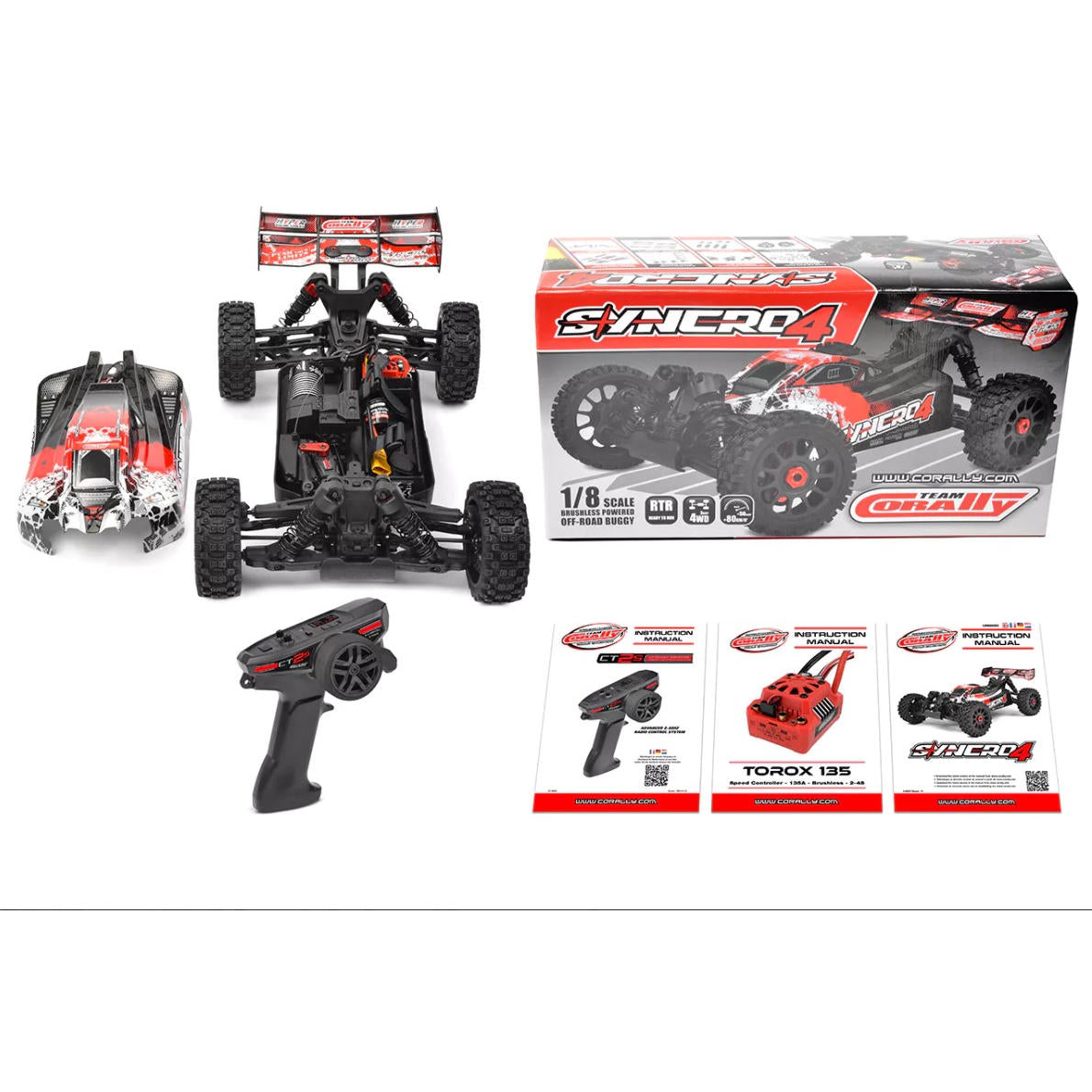 Image of Syncro-4 1/8 4S Brushless Off Road Buggy, RTR, Red