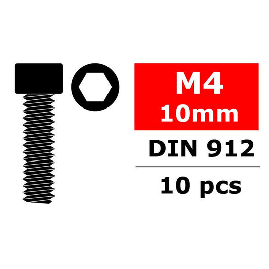 Image of Steel Screws M4 x 10mm, Hex Socket Head, 10pcs