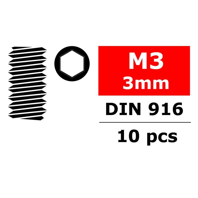 Image of Steel Set Screws M3 x 3mm, Hex 10pcs