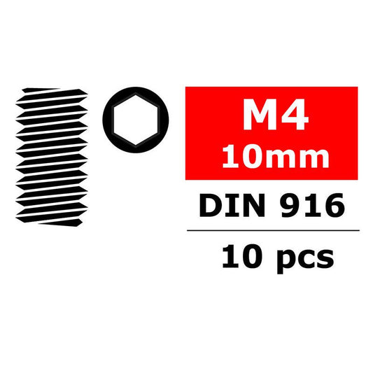 Image of Steel Set Screws M4 x 10mm, Hex, 10pcs