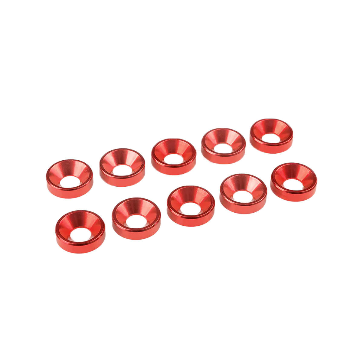 Image of Red Aluminum Washer for M4 Flat Head Screws, OD=10mm, 10