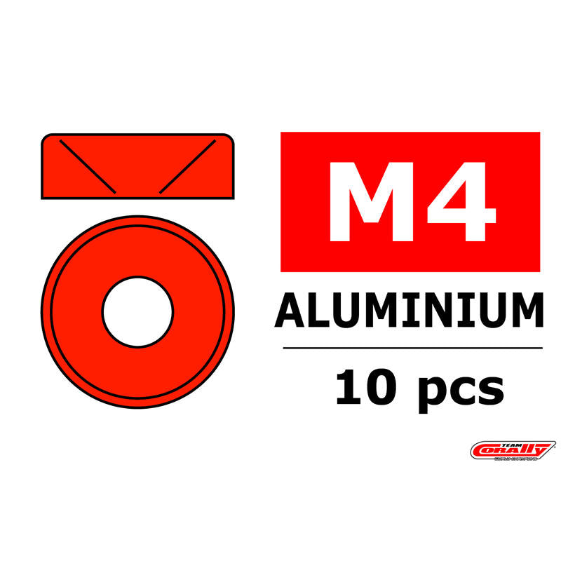 Image of Red Aluminum Washer for M4 Flat Head Screws, OD=10mm, 10