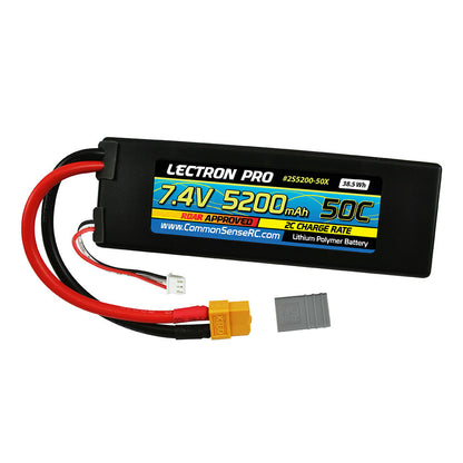 Image of Lectron Pro 2S 7.4V 5200mAh 50C Lipo Battery Fits Traxxas/XT60 CSR2S5200-50X