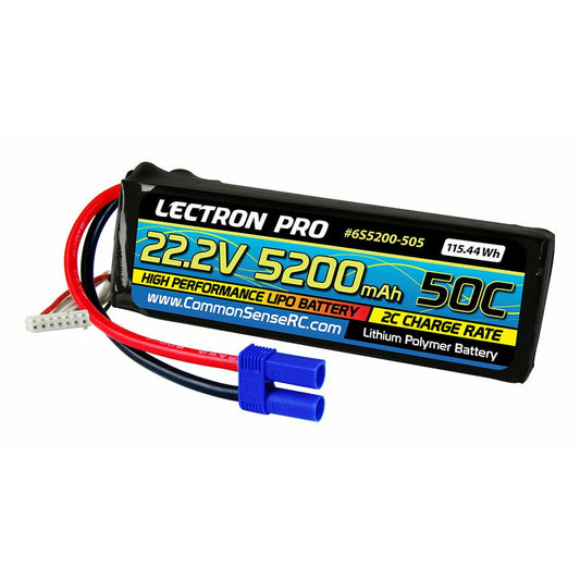 Common Sense RC Lectron Pro 22.2V 5200mAh 50C Lipo Battery w/ EC5