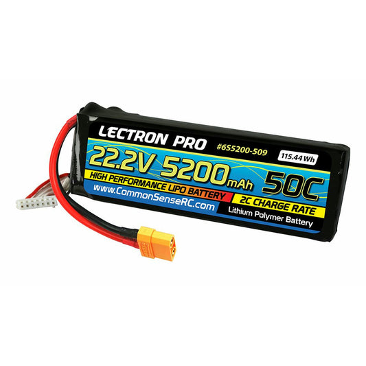 Common Sense RC Lectron Pro 22.2V 5200mAh 50C Lipo Battery with XT90