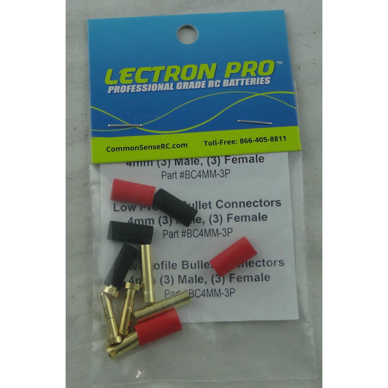 Image of Lectron Pro 4mm Bullet Connectors ( 3 Male, 3 Female) CSRBC4MM-3P