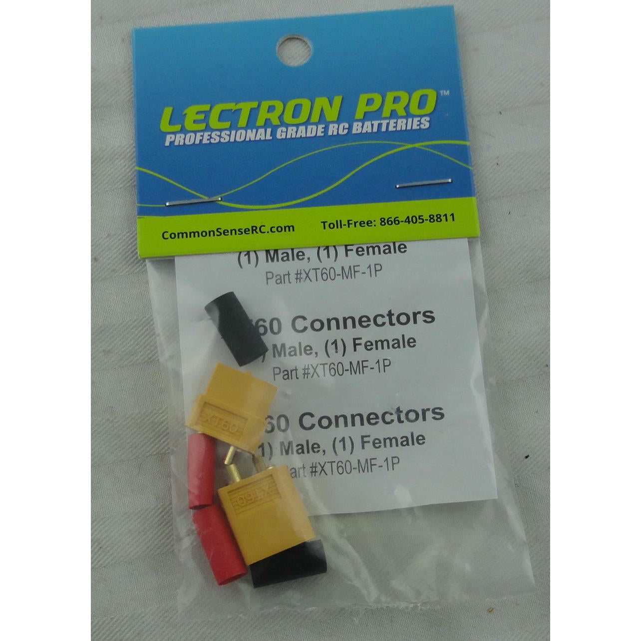 Image of XT60 Connectors (One Male, One Female w/Shrink Tube) by Lectron Pro CSRXT60-MF-1