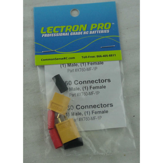 Image of XT60 Connectors (One Male, One Female w/Shrink Tube) by Lectron Pro CSRXT60-MF-1