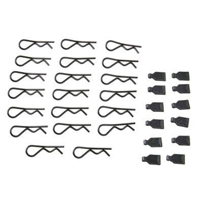 Image of Duratrax 1/8th Scale Blck Body Clips w/Rubber Pulls (20pcs) DTXC2651