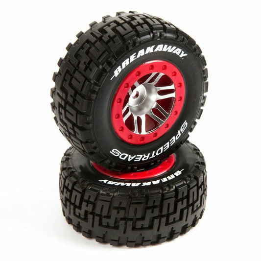Image of 4x4 Short Course Truck Speedtreads Breakaway Front/Rear Mounted Tires/Red Wheels