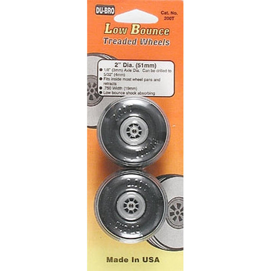 Image of Du-bro 2 Low Bounce Treaded Airplane Wheels (2) DUB200T